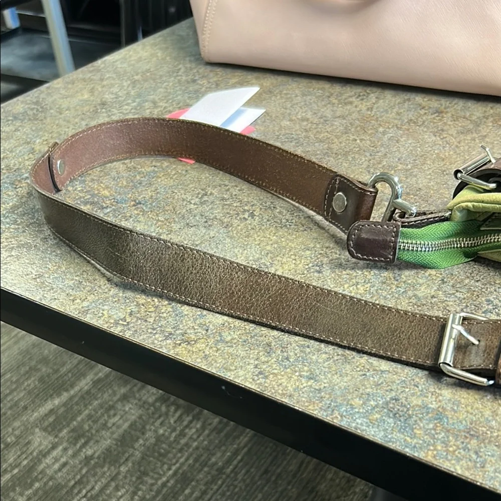 Tano Olive Green Crossbody with Dark Brown Accents